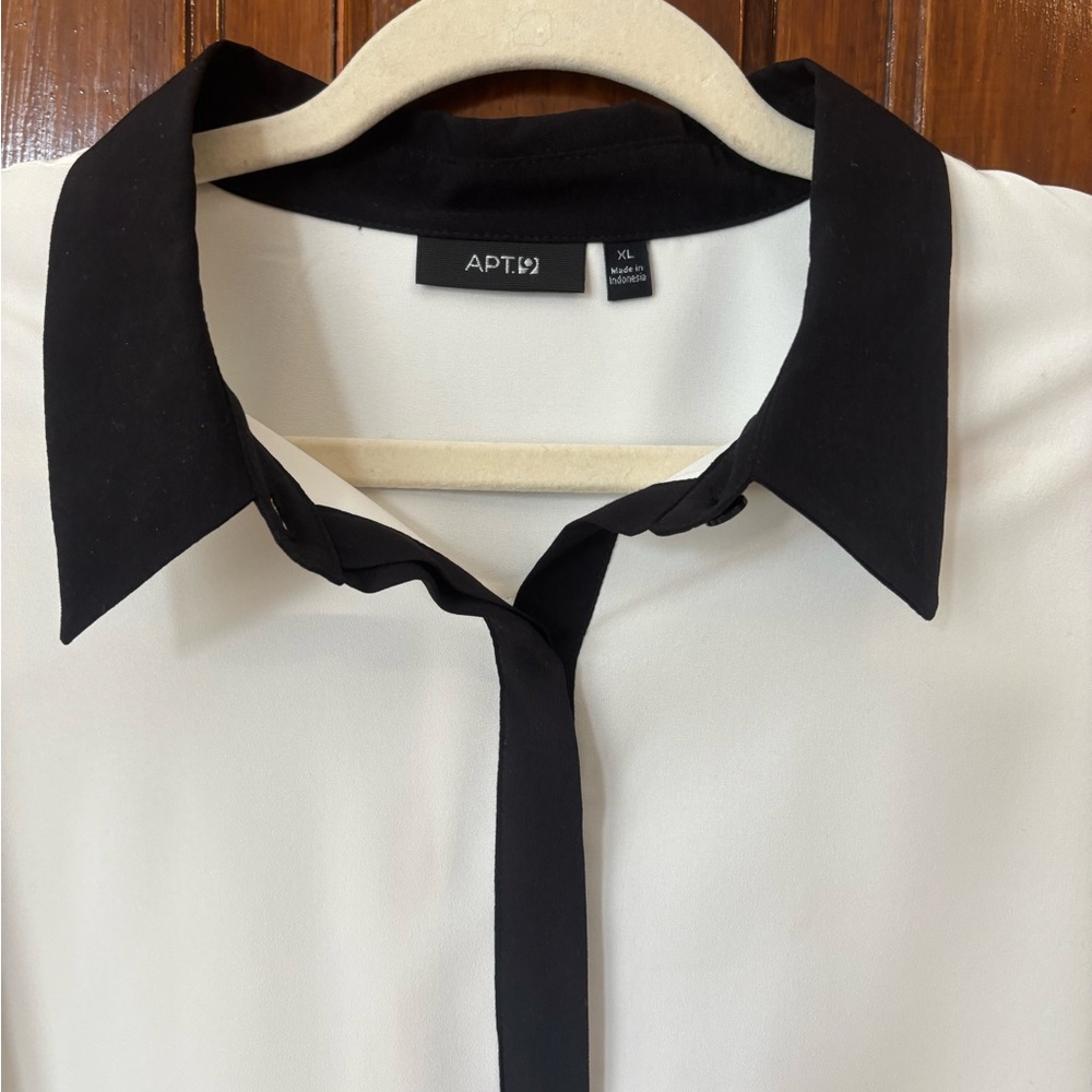 Classical Minimalist Cream Black Work Blouse - Picture 2 of 6